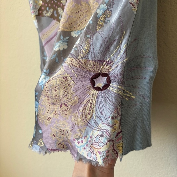 Y2K Silk Patchwork Print V-Neck Cowgirl Western Tank Top 90s Language Brand - Picture 5 of 9